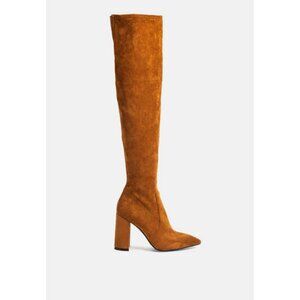 London Rag flittle-over-the-knee-boot, Block HeelTan Suede, 8US/39EU